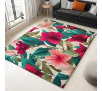 Genérico Alfombra para Interior 60 x 90 cm Hojas Y Flores Tropicales Alfombra Impresión 3D Modern, Beige Habitación Suave Antideslizante, para salón Dormitorio y habitación Infantil Alfombrilla