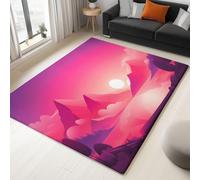 Genérico Alfombra para Interior 90 x 150 cm Atardecer De Fantasía Montañas Alfombra Impresión 3D Modern, Rosa Habitación Suave Antideslizante, para salón Dormitorio y habitación Infantil Alfombrilla