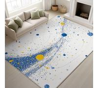 Genérico Alfombra para Sala Blanco Antideslizante Lavables en Lavadora Alfombras Habitacion Dormitorio Comedor Cocina Galaxia Espacio Planetas Onírico Pequeña Pelo Corto Tapete 60 x 100 cm