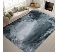 Genérico Alfombra para Sala Gris Grafito Antideslizante Lavables en Lavadora Alfombras Habitacion Dormitorio Comedor Cocina Abstracto Mármol Fluido Elegante Pequeña Pelo Corto Tapete 80 x 150 cm