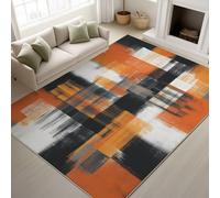 Genérico Alfombra para Sala Naranja Mandarina Antideslizante Lavables en Lavadora Alfombras Habitacion Dormitorio Comedor Cocina Abstracto Moderno Textura Chic Pequeña Pelo Corto Tapete 60 x 100 cm