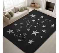 Genérico Alfombra para Sala Negro Antideslizante Lavables en Lavadora Alfombras Habitacion Dormitorio Comedor Cocina Espacio Estrella Constelaciones Onírico Pequeña Pelo Corto Tapete 60 x 100 cm