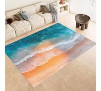 Genérico Alfombra para Sala Olas del mar en la Playa, Alfombra Salon Vintage Paisaje 3D, Lavables en Lavadora Alfombras Habitacion Dormitorio Comedor Modernas Tapete Quarto Pelo Corto 80x120cm