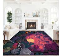 Genérico Alfombra para SalóN Y Dormitorio 60 x 90 cm, Fantasía Bosque Secreto Setas Lavable Alfombras - Pelo Corto Suave Lavable DiseñO Antideslizante Púrpura Naranja