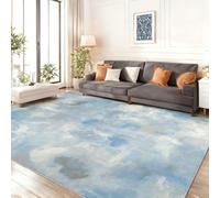 Genérico Alfombra para SalóN Y Dormitorio 60 x 90 cm, Minimalismo Abstracción Angustia Lavable Alfombras - Pelo Corto Suave Lavable DiseñO Antideslizante Azul