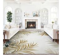 Genérico Alfombra para SalóN Y Dormitorio 80 x 150 cm, Minimalista Hoja De Palma Lavable Alfombras - Pelo Corto Suave Lavable DiseñO Antideslizante Color Claro