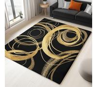 Genérico Alfombra para Soggiorno de Adultos, Mujeres y Hombres, Poliéster Gigante Lavable, Círculos Dorados Astráctos Art Deco Lujo, 180x240cm
