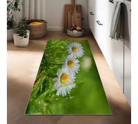 Genérico Alfombra Pasillera Clásica 60 x 150 cm Prado De Margaritas Minimalista 3D Impresión Alfombra Pelo Corto Antideslizantes para Decorativa Salon Habitacion Dormitorio Cocina Comedor, Verde