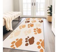 Genérico Alfombra Pasillo 60 x 150 cm, Lindas Huellas De Patas De Perro Alfombras Cocina Lavable Antideslizante, Alfombrilla Beige Larga y Fina para Entrada Casa Interior, Lavadero, Comedor