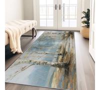 Genérico Alfombra Pasillo Larga Blanco Alfombras Cocina Lavable Antideslizante, Tapetes 80 x 300 cm para Sala Habitacion Dormitorio Comedor Bosque Vintage Camino Tapete Pelo Corto