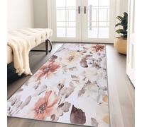 Genérico Alfombra Pasillo Larga Rosa Claro Alfombras Cocina Lavable Antideslizante, Tapetes 60 x 150 cm para Sala Habitacion Dormitorio Comedor Acuarela Floral Tapete Pelo Corto