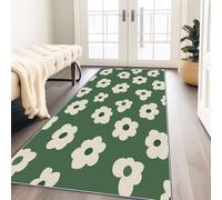 Genérico Alfombra Pasillo Larga Verde Alfombras Cocina Lavable Antideslizante, Tapetes 80 x 300 cm para Sala Habitacion Dormitorio Comedor Minimalismo Floral Tapete Pelo Corto
