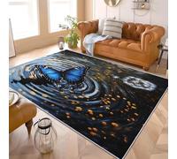 Genérico Alfombra Pelo Corto Salón Moderna 3D Impresión 80x150 cmTema RomáNtico MariposasAlfombra Lavable Antideslizante Alfombras de Juego Negro para Pasillo Dormitorio Escritorio Comedor