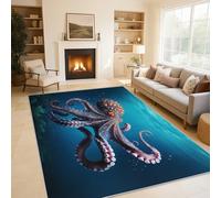 Genérico Alfombra Pulpo 50x80cm, Alfombras Salon Vida Marina Mundo Submarino - Alfombra Antideslizante Suave Pelo Corto Lavable Franela para Habitacion Dormitorio Z-M3