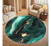 Genérico Alfombra Redonda 100 cm Textura de MáRmol Salon Antideslizante Lavables en Lavadora Verde Oscuro Suave Alfombra Redonda Pelo Corto para Dormitorio Infantil e Decoración Hogar