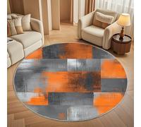Genérico Alfombra Redonda 120 cm Arte de Grafiti Moderno Salon Antideslizante Lavables en Lavadora Naranja GrisáCeo Suave Alfombra Redonda Pelo Corto para Dormitorio Infantil e Decoración Hogar