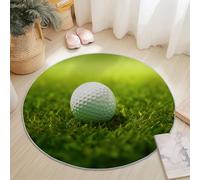 Genérico Alfombra Redonda 120 cm, Deportes Hierba Golf Patrón Suave Franela Lavable Alfombras - Verde Antideslizante Alfombra Redonda para Comedor Dormitorio Familiar