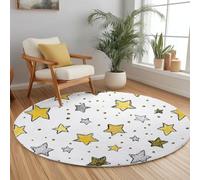 Genérico Alfombra Redonda 120 cm Estrellas Dibujadas A Mano Tapete Redondo, Minimalismo Alfombras Redondas De Salon Antideslizante Suave Pelo Corto Alfombra para Cocina Dormitorio del Hogar