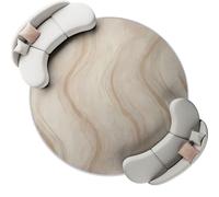 Genérico Alfombra Redonda 120 cm Terroso Líneas De Dunas Abstractas Alfombra Redonda Antideslizante Lavable a máquina para Dormitorio de Adultos y Sala de Estar