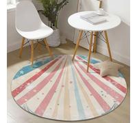 Genérico Alfombra Redonda 180 cm con patrón Rayas Circo Retro, Lavable a máquina para terraza Cocina Pelo Corto Suave, alfombras de habitacion Juvenil, Amarillo Claro
