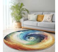 Genérico Alfombra Redonda 180 cm, Remolinos De Colores Relámpagos Alfombras Lavables en Lavadora Antideslizante Color para Sala de Estar, Dormitorio y Decoración del Hogar