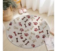 Genérico Alfombra Redonda 60 cm Alfombra Infantil Lavable Antideslizante para la habitación del bebé Huella De Pata De Perro Sencilla Y Linda para Sala de Juegos, Marrón Beige