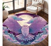 Genérico Alfombra Redonda 80 cm BúHo de FantasíA Salon Antideslizante Lavables en Lavadora Morado y Rosa Suave Alfombra Redonda Pelo Corto para Dormitorio Infantil e Decoración Hogar