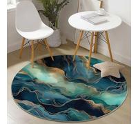 Genérico Alfombra Redonda 90 cm, Hermoso Lujoso Mármol Alfombras Lavables en Lavadora Antideslizante, Verde para Sala de Estar, Dormitorio y Decoración del Hogar
