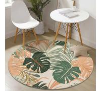 Genérico Alfombra Redonda Antideslizante Hojas Botánicas Tropicales Suave y Lavable a máquina, para la decoración del Dormitorio, la Sala de Estar, el Comedor y el hogar 60 cm, Verde Claro