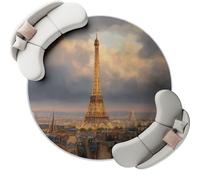 Genérico Alfombra Redonda Ciudad Moderna Torre Eiffel 120 cm, Alfombra Grande Lavable para Comedor, Suave, Antideslizante, no desprende Pelusa, para Dormitorio, Interior, Sala de Estar, Dorado