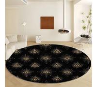 Genérico Alfombra Redonda con Arte Celeste Triángulos Patrón Ojo Diámetro de 80 cm, Pelo Corto Lana Sintética Antideslizante Alfombra de Area Negro para Sala de Estar Dormitorio Oficina Decoración