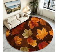 Genérico - Alfombra redonda con hojas de arce marrón, pelo bajo esponjoso | Hojas de Arce Madera Tono Marrón Cálido, No Pierde Sus Pelos, Lavable a Máquina, Alfombras de Suelo Salón, Salón, Habitación
