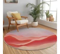 Genérico Alfombra Redonda de 100 cm, Simple Colina Línea Estampados Lavable Alfombras, Rosa Suaves Pelo Corto Alfombra para Salón Dormitorio Estudio Comedor Decoración