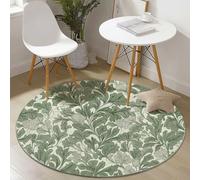 Genérico Alfombra Redonda de 100 cm, William Morris Enredaderas Flores Suave, mullida, Antideslizante decoración del hogar alfombras Redonda Verde Salvia para Dormitorio o Sala de Estar