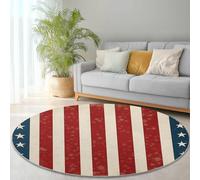 Genérico Alfombra Redonda de 120 cm, Bandera Americana Rayas Suave Lavable mullida Antideslizante decoración del hogar alfombras Rojo Ideal para Dormitorio o Sala de Estar