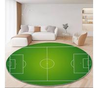 Genérico Alfombra Redonda de 120 cm, Campo De Fútbol Simple De Dibujos Animados Suave, mullida, Antideslizante decoración del hogar alfombras Redonda Verde para Dormitorio o Sala de Estar