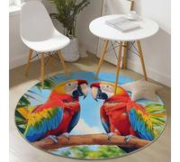 Genérico Alfombra Redonda de 120 cm, Selva Tropical Loro Suave, mullida, Antideslizante decoración del hogar alfombras Redonda Azul para Dormitorio o Sala de Estar