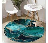 Genérico Alfombra Redonda de 150 cm, Alfombra Redonda Antideslizante Lavable de Felpa Esponjosa con Diseño de Lujo Ágata Textura, para Sala de Estar Dormitorio Pasillo Cocina, Verde