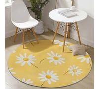 Genérico Alfombra Redonda de 160 cm, Linda Margarita Antideslizante de Felpa Esponjosa, Lavable para Sala de Estar Dormitorio Pasillo Cocina, Amarillo