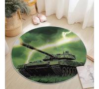Genérico Alfombra Redonda de 160 cm, Tanque Rayo Antideslizante de Felpa Esponjosa, Lavable para Sala de Estar Dormitorio Pasillo Cocina, Verde