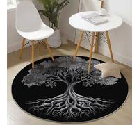 Genérico Alfombra Redonda de 60 cm, Misterio Árbol Antiguo Antideslizante de Felpa Esponjosa, Lavable para Sala de Estar Dormitorio Pasillo Cocina, Negro