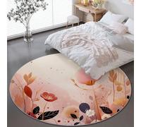 Genérico Alfombra Redonda de 90 cm, Tapete con patrón Resumen Planta, Lavable a máquina Alfombra Antideslizante para Dormitorio Sala de Estar Cocina decoración del hogar, Rosa Flor