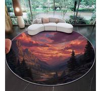 Genérico Alfombra Redonda de Arte Fantástico Montañas Puesta De Sol 60 cm Lavable Grande Redonda, Antideslizante Suave Ultrafina para Dormitorio Oficina Cocina Entrada, Rosa