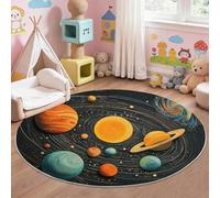 Genérico Alfombra Redonda de Cosmos Estrellas Y Universo 90 cm Lavable Grande Redonda, Antideslizante Suave Ultrafina para Dormitorio Oficina Cocina Entrada, Negro