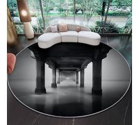 Genérico Alfombra Redonda de Fotografía Minimalista En Blanco Y Negro 100 cm Lavable Grande Redonda, Antideslizante Suave Ultrafina para Dormitorio Oficina Cocina Entrada, Muelle Antiguo