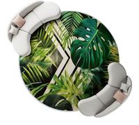 Genérico Alfombra Redonda de Franela a Pelo Corto 150 cm - Antideslizante y Plegable con Moderno Botánico Selva Tropical patrón Estampado para salón Dormitorio Oficina, Verde