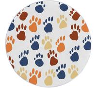 Genérico Alfombra Redonda de Franela a Pelo Corto 60 cm - Antideslizante y Plegable con Arte Lineal Huella Pata Perro Hueso Can Be Love patrón Estampado para salón Dormitorio Oficina, Blanco