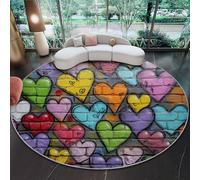 Genérico Alfombra Redonda de Grafiti Urbano Moderno 90 cm Lavable Grande Redonda, Antideslizante Suave Ultrafina para Dormitorio Oficina Cocina Entrada, Vistoso