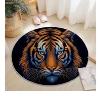 Genérico Alfombra Redonda de Pelo Corto en Franela 90 cm - Lavable a Máquina Decorativa con Fotografia Minimalista Di Tigri E Animali Estampada para Salón Dormitorio Cocina Terraza o Balcón, Nero