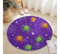 Genérico Alfombra Redonda de Pelo Corto Linda Araña De Dibujos Animados Alfombra de Pasillo para Sala de Estar, Antideslizante, para Dormitorio, Oficina, Hotel 120 cm, Púrpura